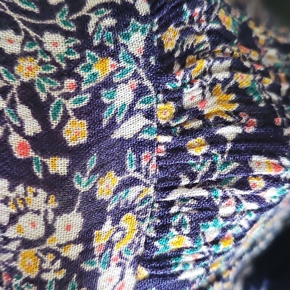 Maurices Navy Blue Floral Print Tie Neck Blouse - Picture 5 of 12